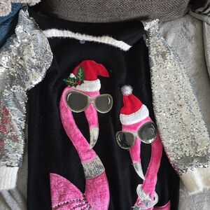 32 Degrees Black Sweater with Red and Silver Accents